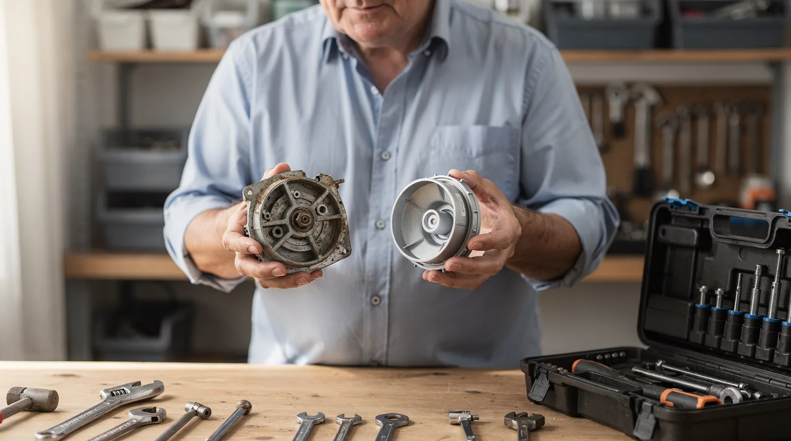 The recommended first step is scheduling a professional inspection to assess whether repair or replacement